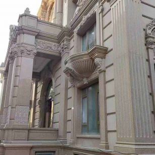 广西 黄金麻花岗岩光面别墅外墙干挂施工完成