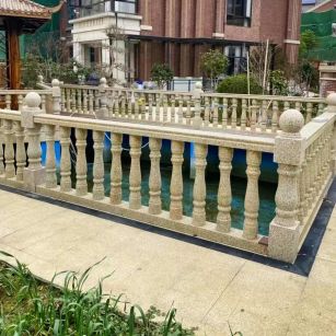 广西黄金麻花岗岩石材栏杆，扶手，将军柱，花瓶柱