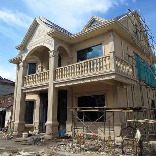 广西 黄金麻花岗岩石材私人别墅雕花门楼柱阳台栏杆