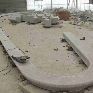 广西 芝麻白花岗岩弧形花坛石，坐凳石