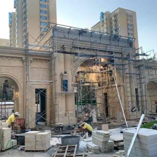 广西 黄金麻荔枝面花岗岩小区门楼外墙干挂