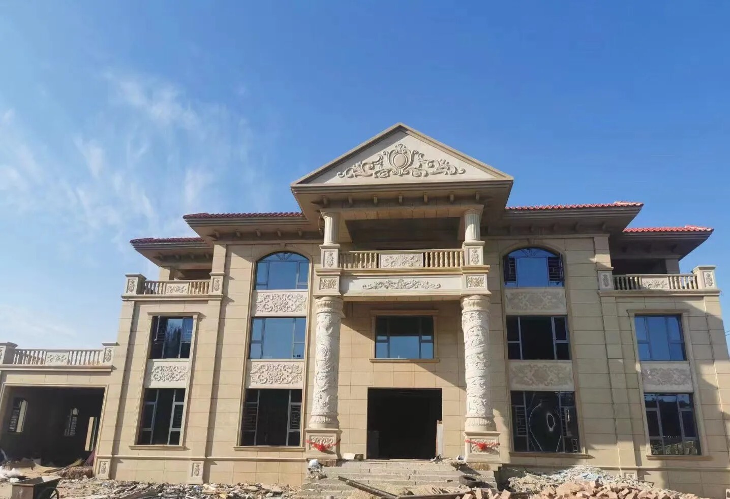 广西 黄金麻花岗岩别墅外墙干挂